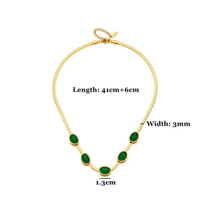 ✨💚 Oval Green Crystal Pendant Necklace Set With Bracelet 💚✨